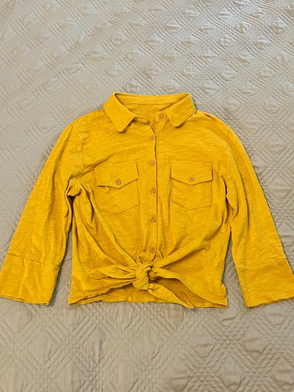 Women’s Yellow Tie Waist Top, Size Medium